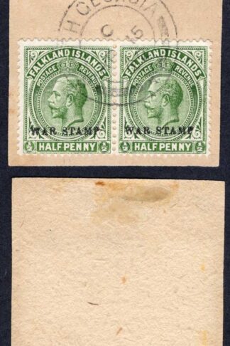 Falkland Is SGZ32 1/2d War Stamp Pair South Georgia CDS Cat 70 pounds