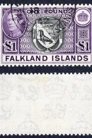 Falkland Is SG163 KGVI One Pound Black and Violet (Top Value) CDS Cat 75 pounds