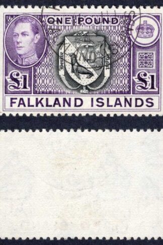 Falkland Is SG163 KGVI One Pound Black and Violet (Top Value) CDS Cat 75 pounds