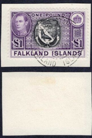 Falkland Is SG163 KGVI One Pound Black and Violet (Top Value) CDS Cat 75 pounds