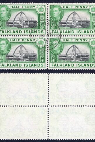 Falkland Is SG146 1/2d Black and Green CDS Block of Four