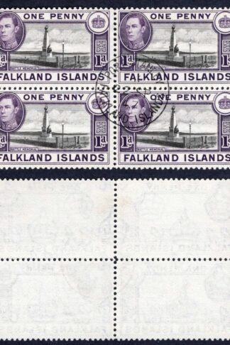 Falkland Is SG148 1d Black and Violet CDS Block Cat 14+++ pounds