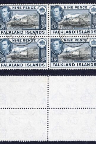 Falkland Is SG157 9d Black and Grey-blue CDS Block Cat 36+++ pounds
