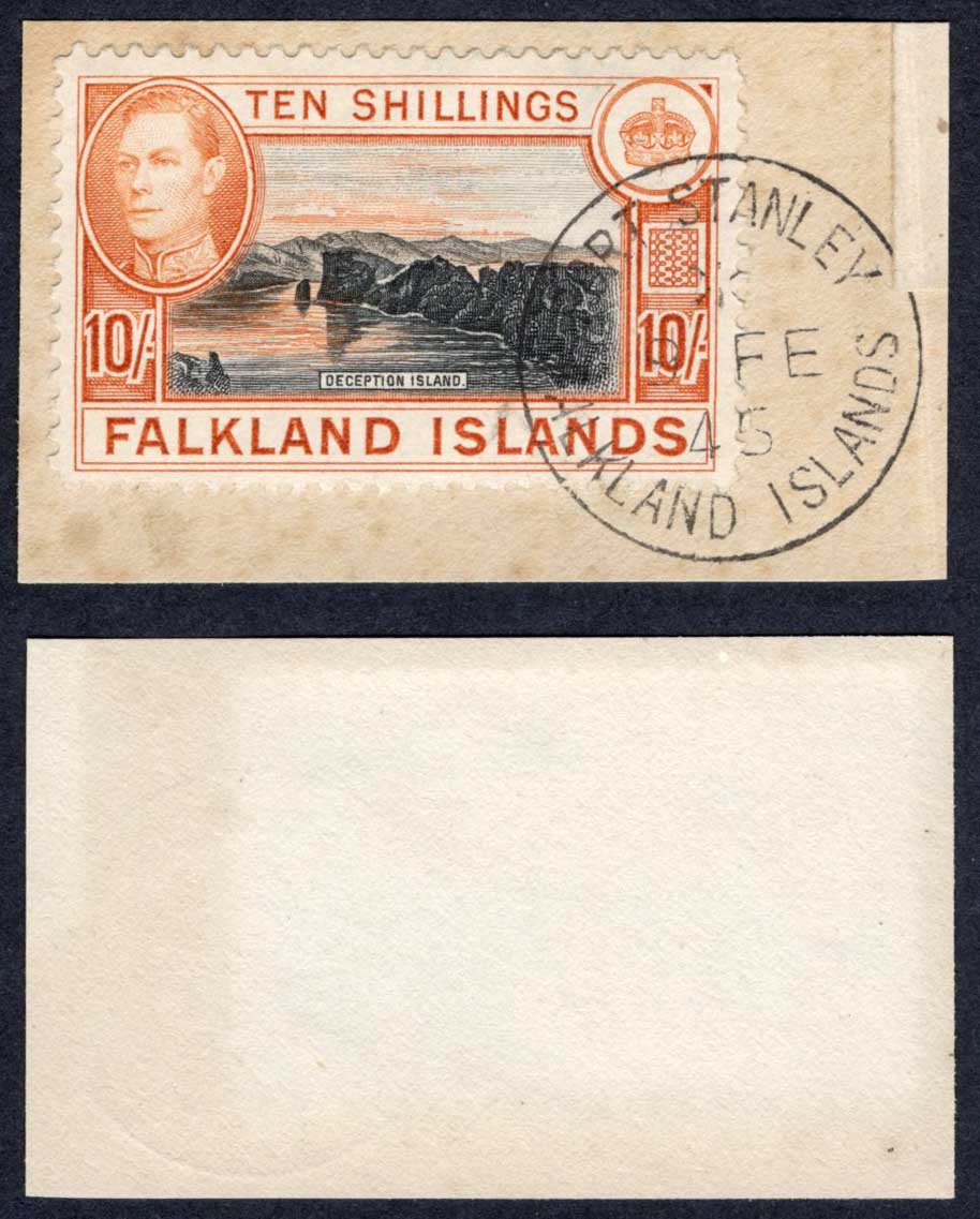 Falkland Is SG162a 10/- Black and Light Orange CDS Cat 65 pounds