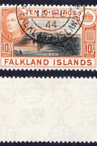 Falkland Is SG162a 10/- Black and Light Orange CDS Cat 65 pounds