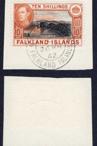 Falkland Is SG162 10/- Black and Orange-brown CDS Cat 70 pounds