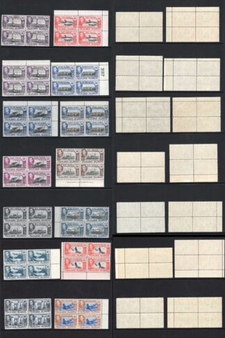 Falkland Is SG146/63 1938 Set of 18 U/M Blocks of FOUR Cat 1900+ pounds