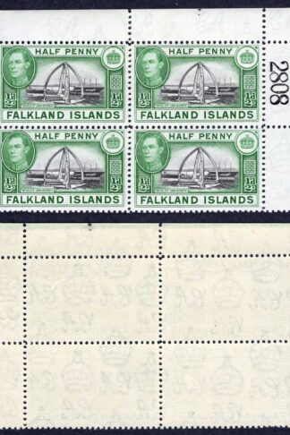Falkland Is SG146 1/2d Black and Green U/M Block