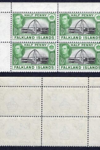 Falkland Is SG146 1/2d Black and Green U/M Block