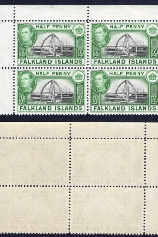 Falkland Is SG146 1/2d Black and Green U/M Block