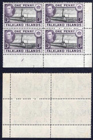 Falkland Is SG148 1d Black and Violet U/M Block Cat 11 pounds