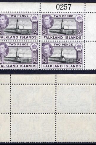Falkland Is SG149 2d Black and Violet U/M Block