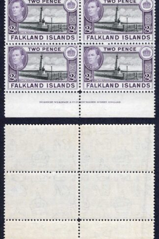 Falkland Is SG149 2d Black and Violet U/M Block