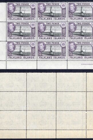 Falkland Is SG149 2d Black and Violet U/M Block