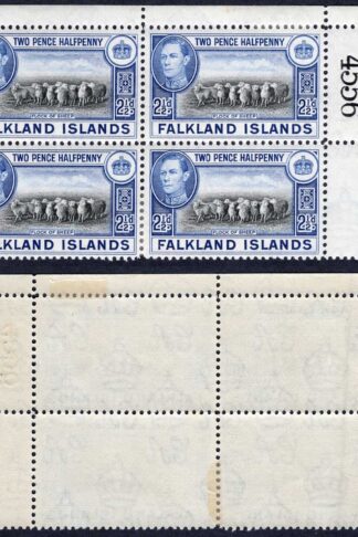 Falkland Is SG151 2 1/2d Sheep M/M Block