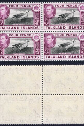 Falkland Is SG154 4d Black and Purple U/M Block Cat 14 pounds