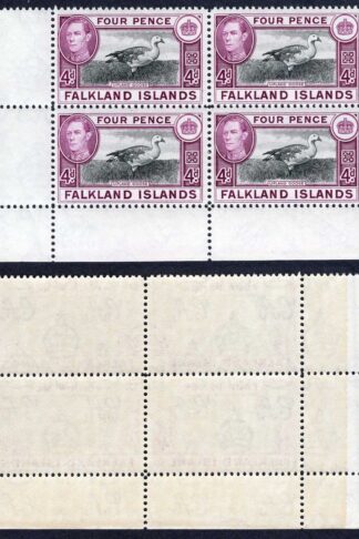Falkland Is SG154 4d Black and Purple U/M Block Cat 14 pounds