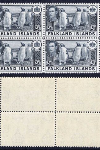 Falkland Is SG160 2/6 Slate U/M Block Cat 240+ pounds