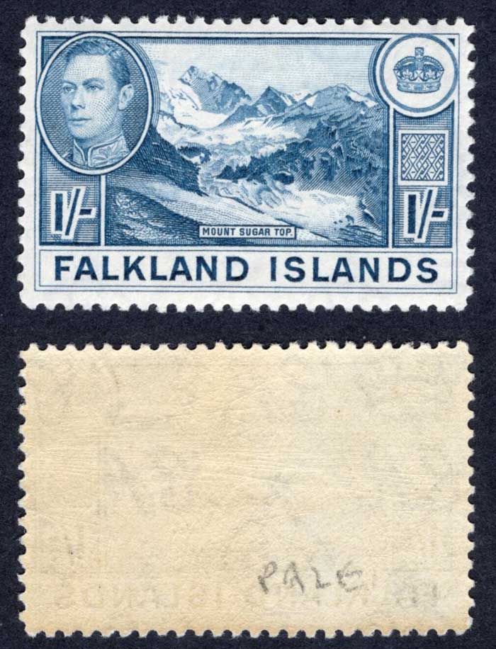 Falkland Is SG158 1/- Light Blue U/M Cat 75 pounds
