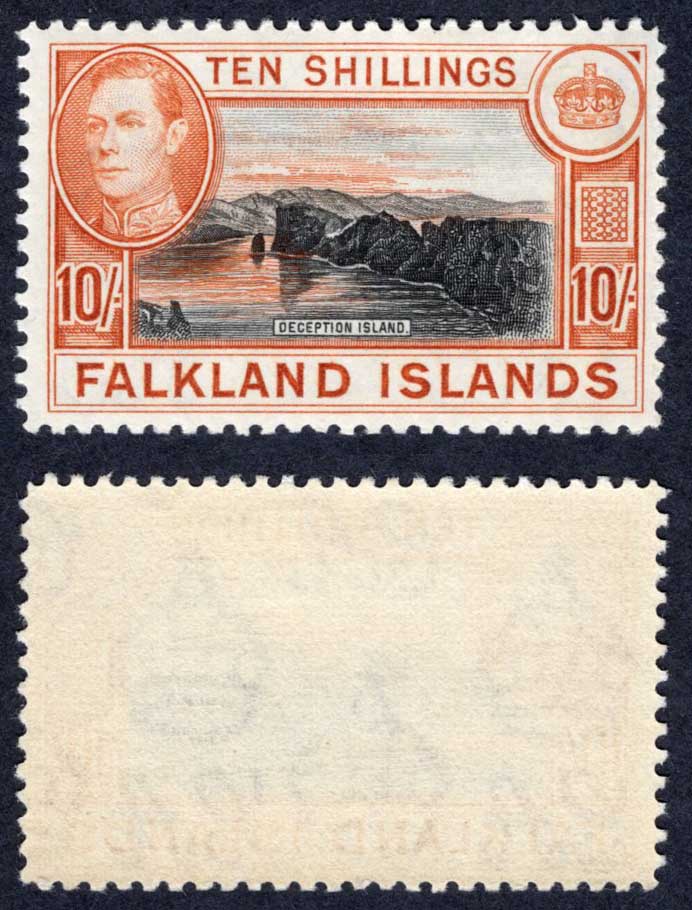 Falkland Is SG162a Black and Light Orange U/M Cat 350 pounds