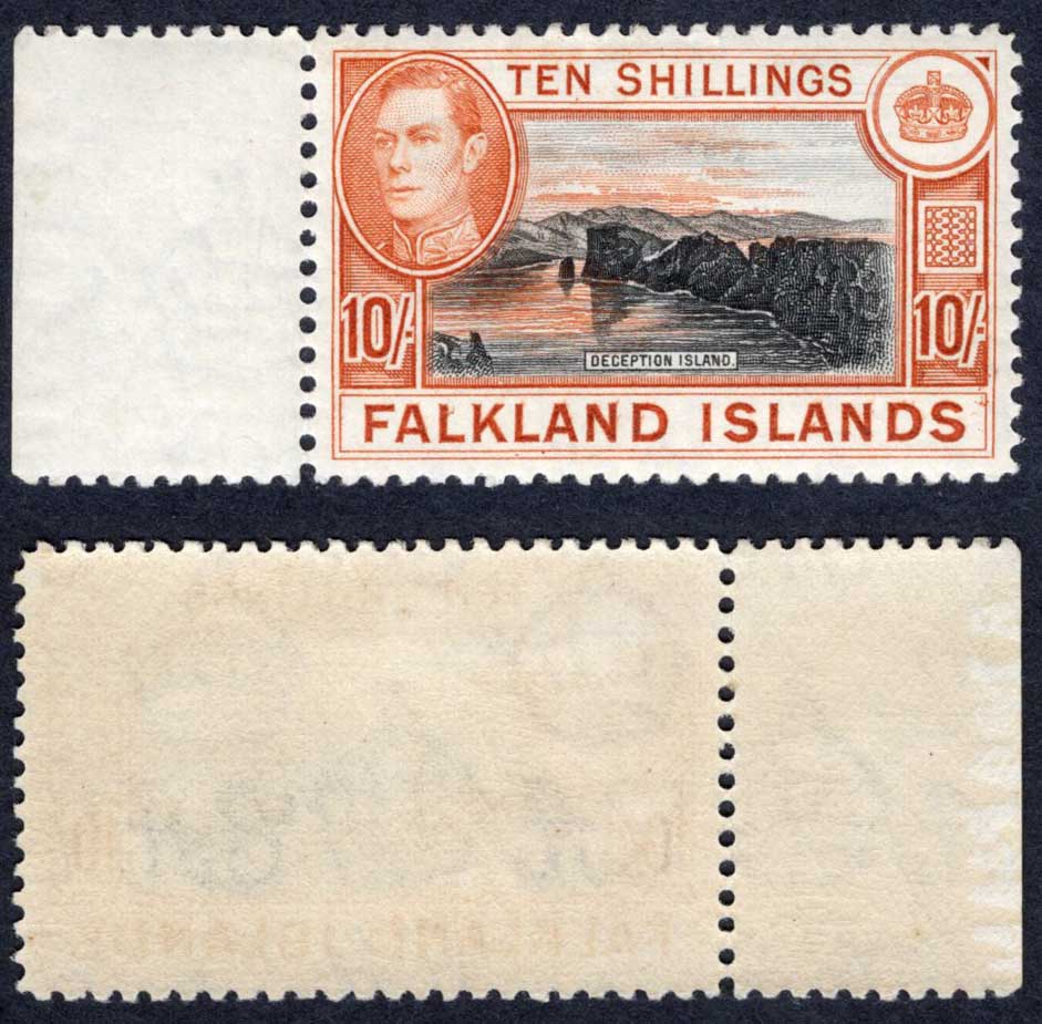 Falkland Is SG162a Black and Light Orange U/M Cat 350 pounds