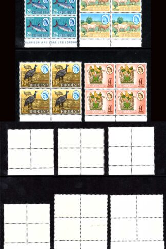 Rhodesia SG374/87 1966 set in U/M Marginal Blocks Cat 64 pounds