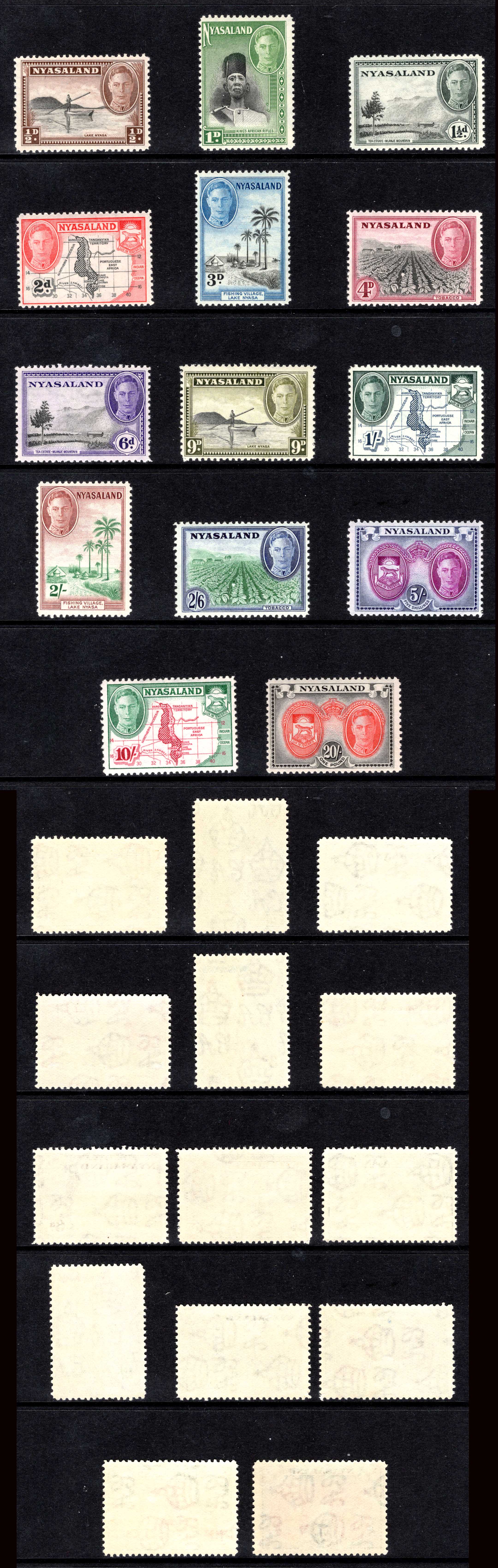 Nyasaland SG144/57 1944 Set of 14 U/M Cat 95 pounds