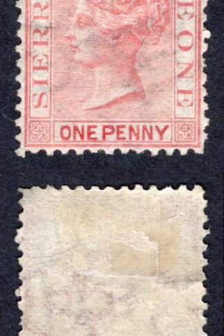 Sierra Leone SG7 1d Rose-red Wmk CC sideways Perf 12.5 M/M Cat 95 pounds