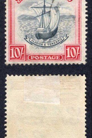 Grenada SG163e 10/- Perf 14 Blue-black and carmine (narrow) used Cat 28 pounds
