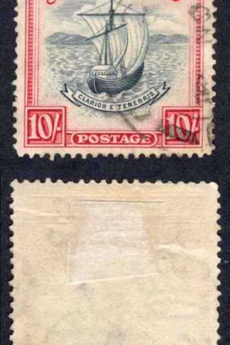 Grenada SG163e 10/- Perf 14 Blue-black and carmine (narrow) used Cat 28 pounds