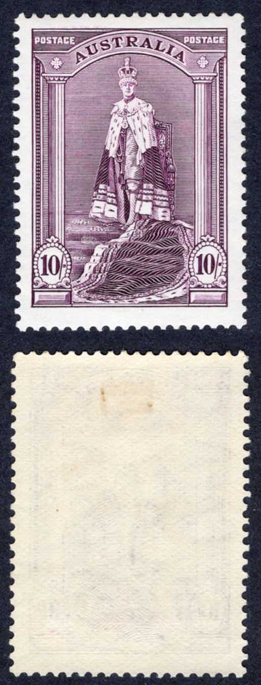 Australia SG177 10/- Robes normal paper M/M Cat 50 pounds