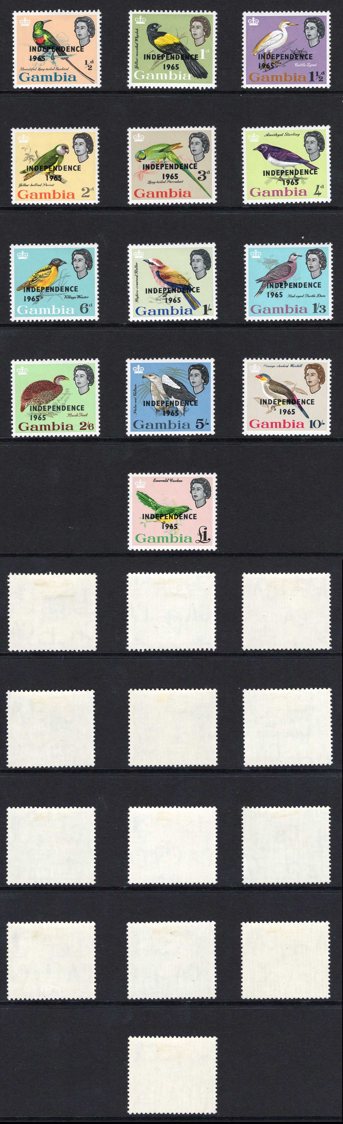 Gambia SG215/27 Independence set of 13 M/M Cat 26 pounds