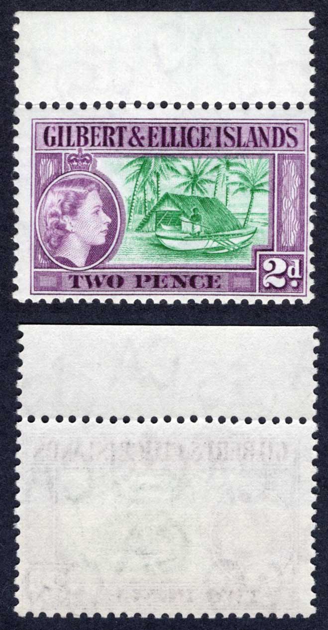 Gilbert and Ellice SG66a 2d Bluish green and purple U/M Cat 35 pounds