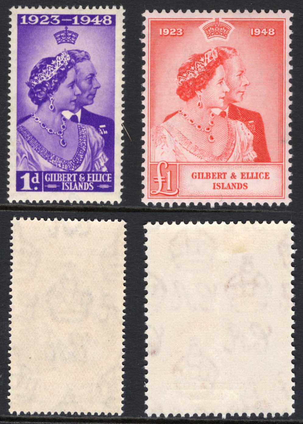 Gilbert and Ellice SG57/8 Silver Wedding M/M Cat 18.50 pounds