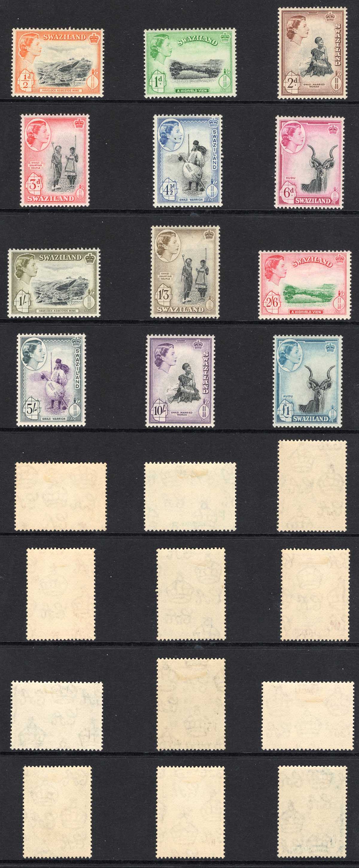 Swaziland SG53/64 1956 Set of 12 M/M Cat 120 pounds