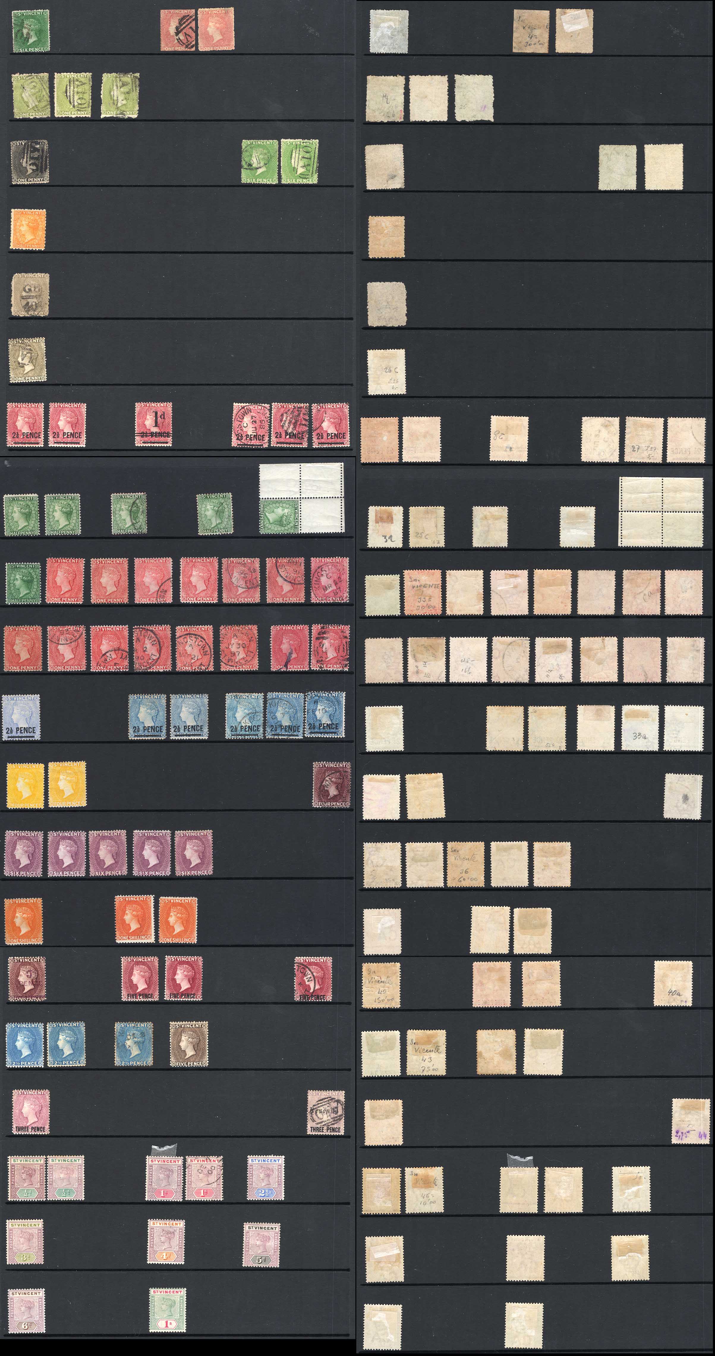 St Vincent Selection of Queen Victoria issues