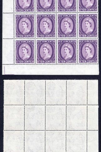 St Vincent SG194a 10c Deep Lilac U/M Block of 16 Cat 44 Pounds