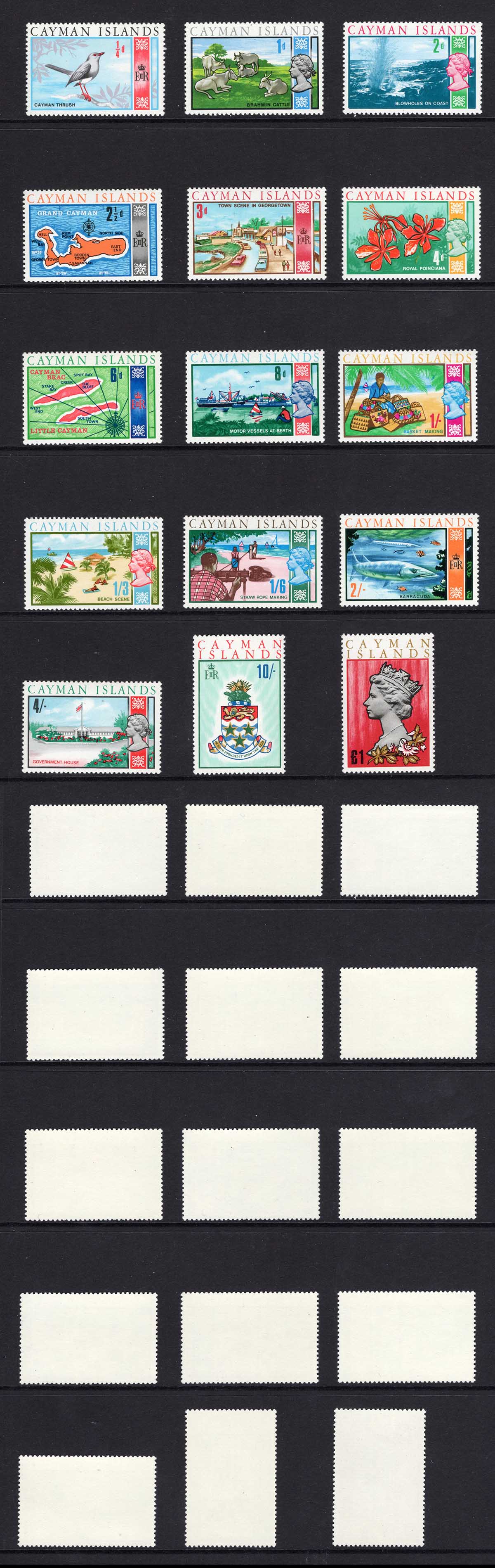 Cayman Is SG222/36 Set of 15 U/M Cat 16 Pounds