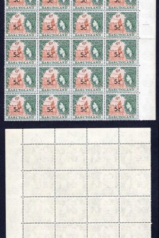 Basutoland SG63a 5c on 6d (Type II) Block of 32 U/M Cat 32 pounds
