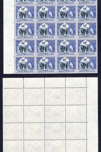 Basutoland SG62 3 1/2c on 4 1/2d (type I) U/M Block of 20