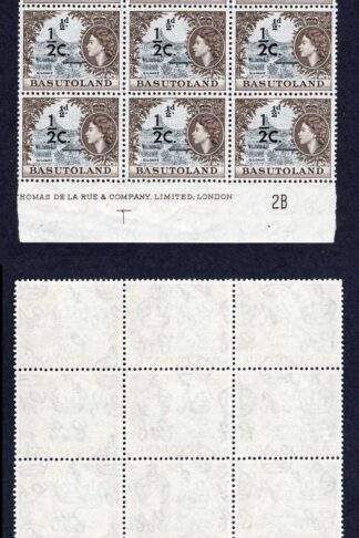 Basutoland SG58 1/2c on 1/2d U/M Plate Block of 24