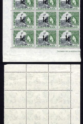 Basutoland SG59 1c on 1d U/M Plate Block of 30