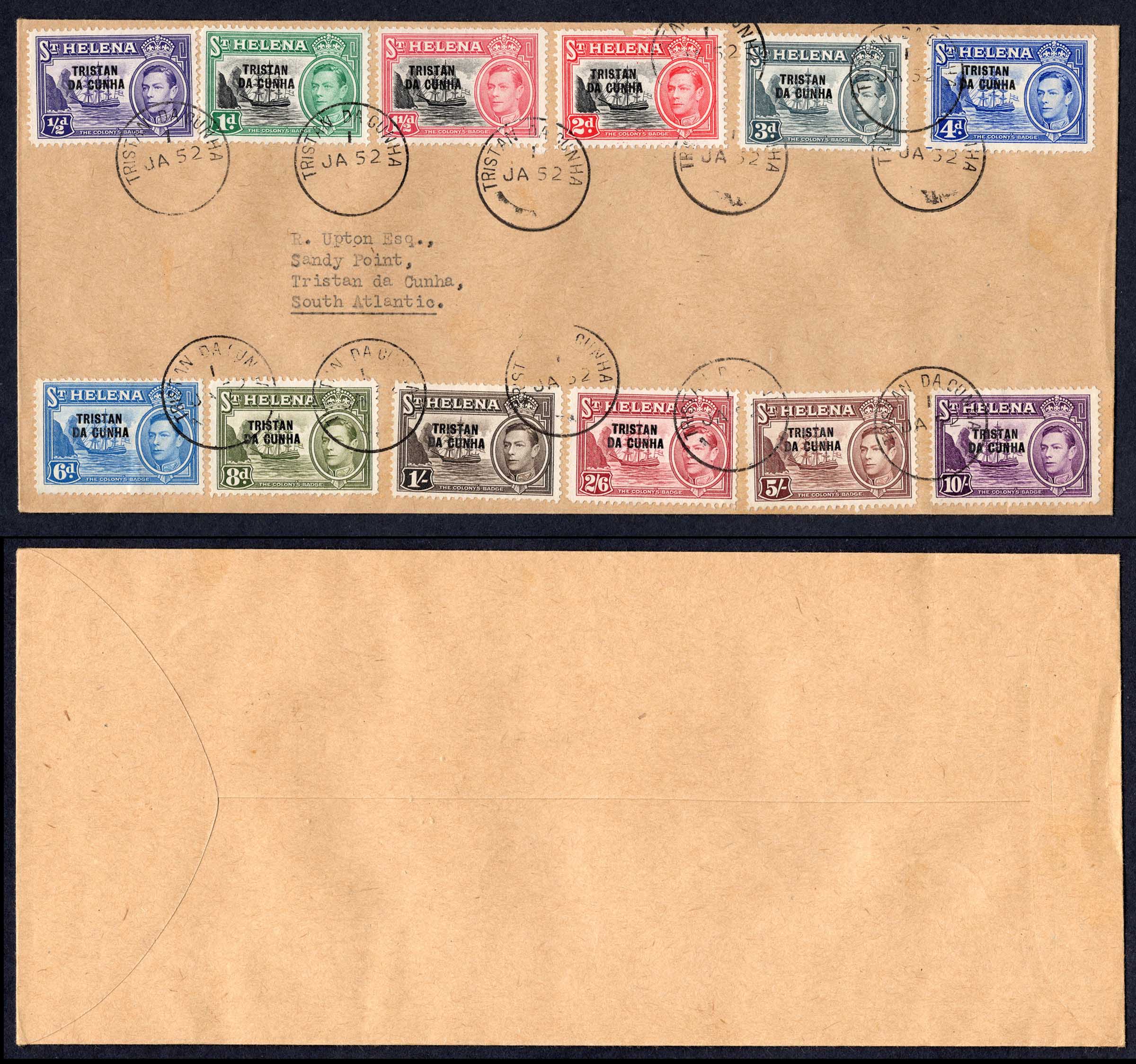 Tristan Da Cuna SG1/12 KGVI Set on a First day Cover Cat 120+++ Pounds