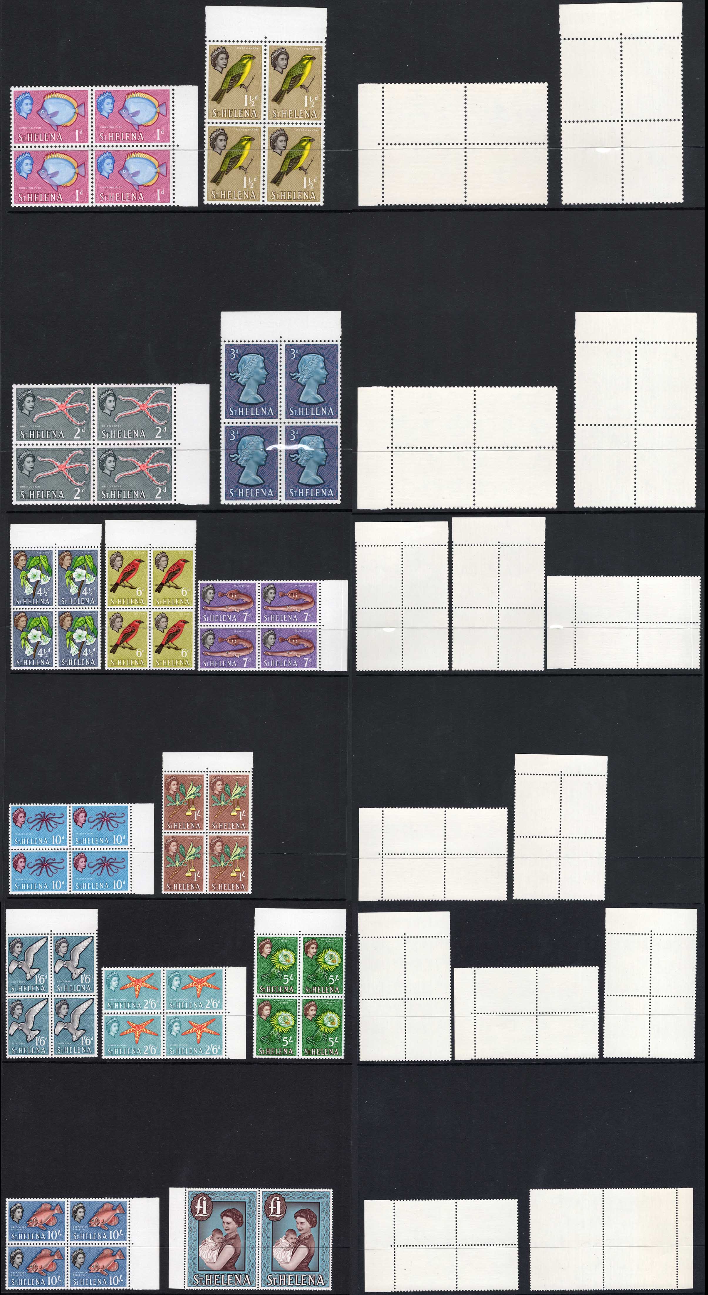 St Helena SG176/89 Set in Blocks (One pound only a Pair) U/M