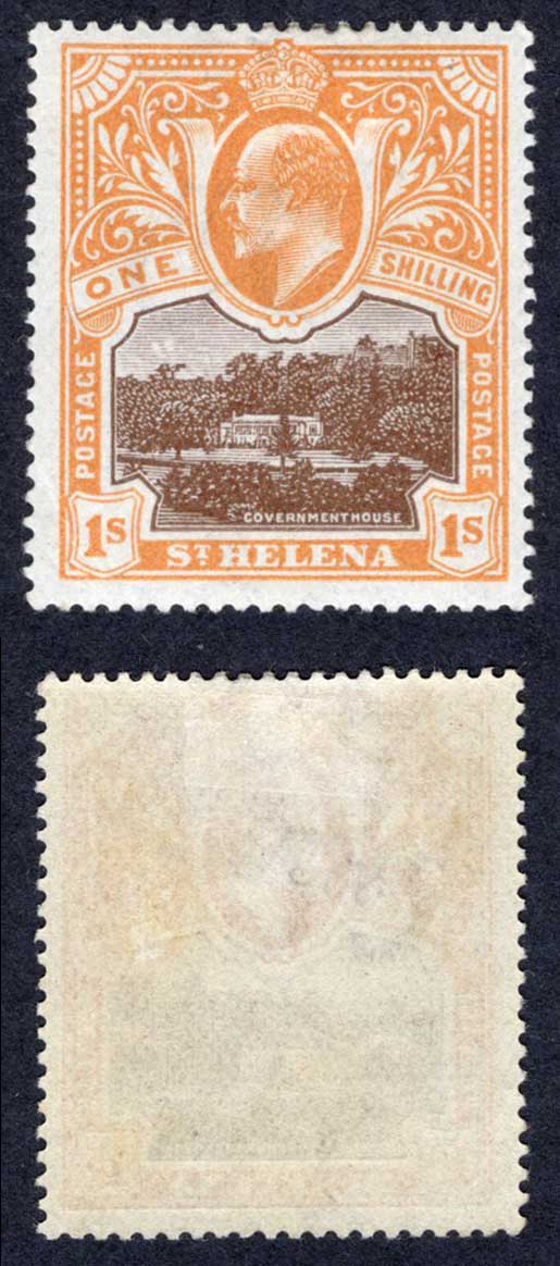 St Helena SG59 1/- Brown and Brown-orange M/M Cat 35 Pounds