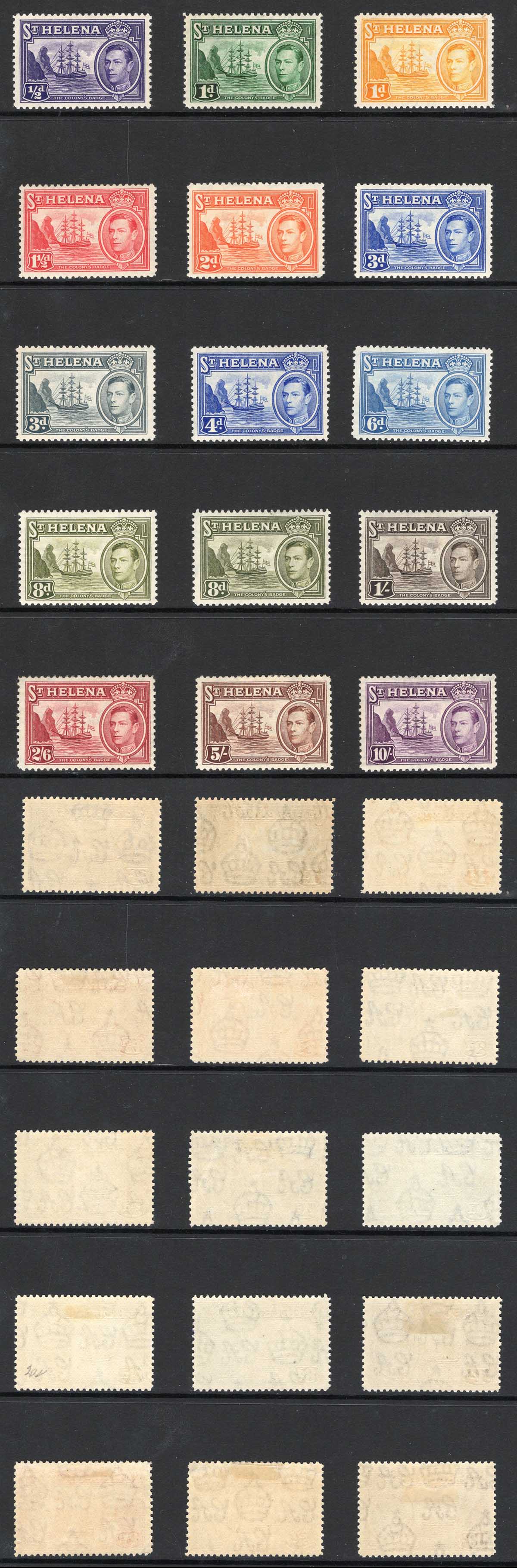 St Helena SG131/40 set and 8d shade M/M Cat 147 Pounds