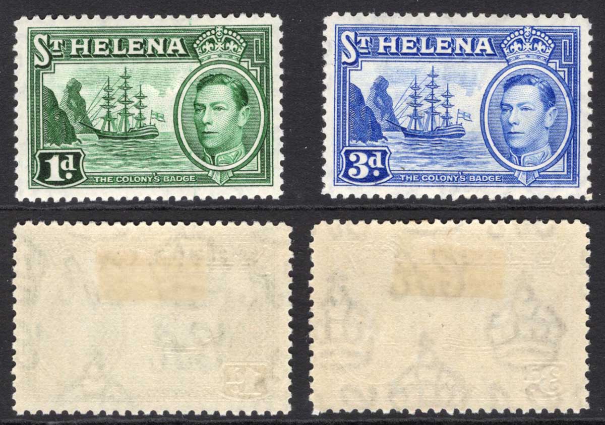 St Helena SG132 and SG135 1d Green and 3d Ultramarine Key Values M/M Cat 94 Pounds
