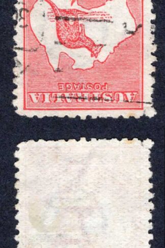 Australia SG2cd 1d Kangaroo Wmk Wide Crown INVERTED used Cat 22 Pounds