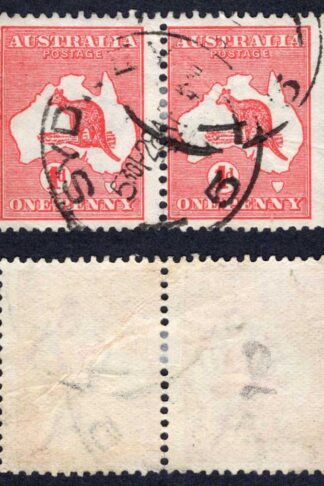 Australia SG2 1d Kangaroo Wmk Wide Crown Pair