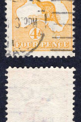 Australia SG6 4d Orange Kangaroo Wmk Wide Crown used Cat 27 Pounds